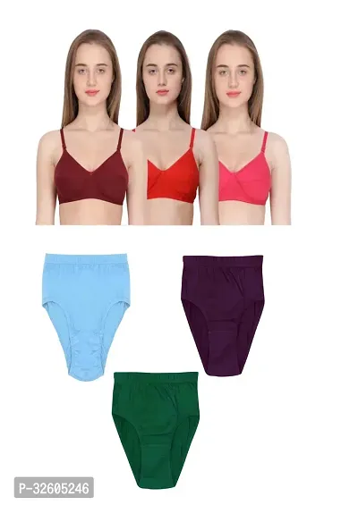 WOMEN BRA PANTY SET PACK OF 3