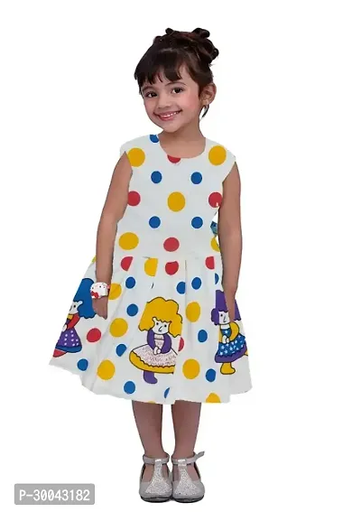 Fabulous White Cotton Printed Frock For Girls