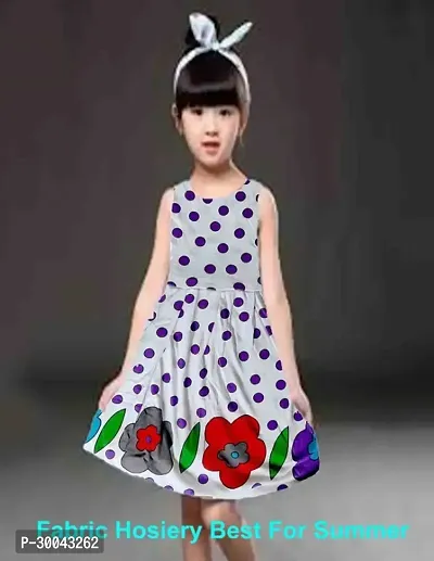 Fabulous White Cotton Blend Printed Frock For Girls-thumb0