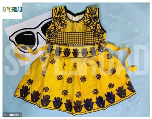 Fabulous Yellow Cotton Printed Frock For Girls-thumb0