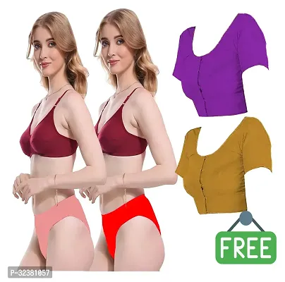 Stylish Women Lingerie Set Pack Of 2 With Free Blouse Pack Of 2-thumb0