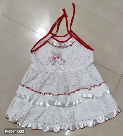 Fabulous White Cotton Printed Frock For Girls-thumb0