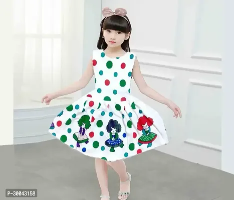 Fabulous White Cotton Printed Frock For Girls