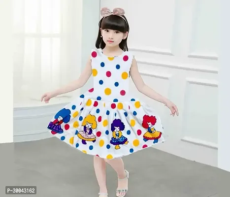 Fabulous White Cotton Printed Frock For Girls-thumb0