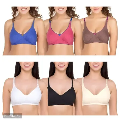 Women Solid Trendy Bra Pack Of 6(Assorted Color)