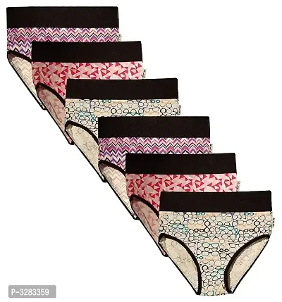 Multicoloured Cotton Spandex Printed Briefs For Women