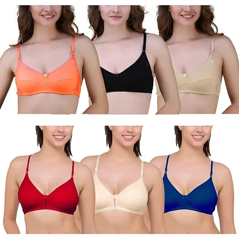 Women Solid Trendy Bra Pack Of 6(Assorted Color)