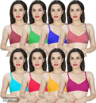 Multicoloured Cotton Spandex Solid Bras For Women-thumb0