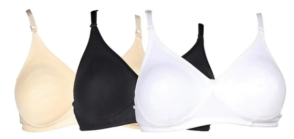 Cotton Solid Padded Bras Combo 3