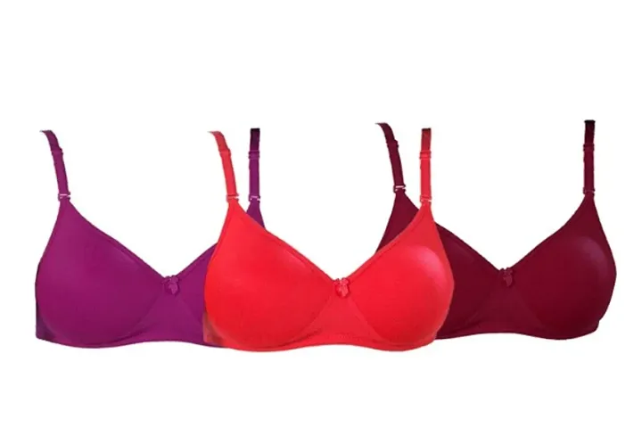 Cotton Solid Padded Bras Combo 3