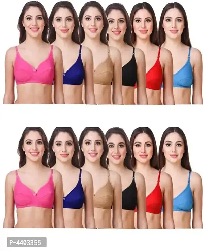 Multicoloured Cotton Solid Bras For Women