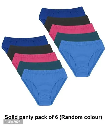 Women solid panty pack of 6 (Random colour)