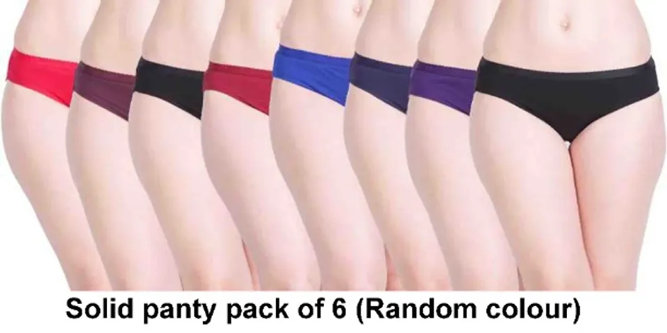 Women solid panty pack of (Random colour)