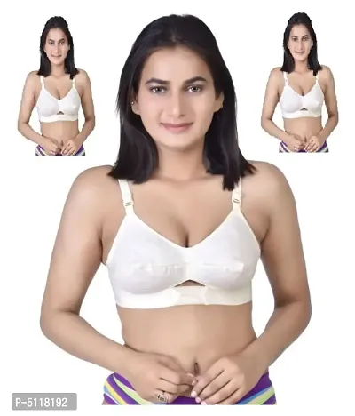 Women Cotton White Bra Pack of 3-thumb0