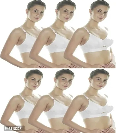 Women White Cotton Bra Pack of 6