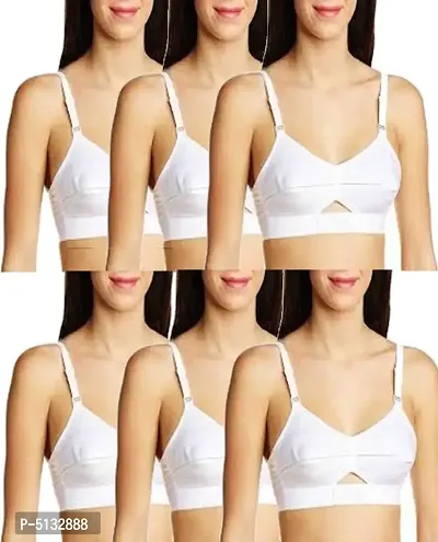 Women White Cotton Bra Pack of 6