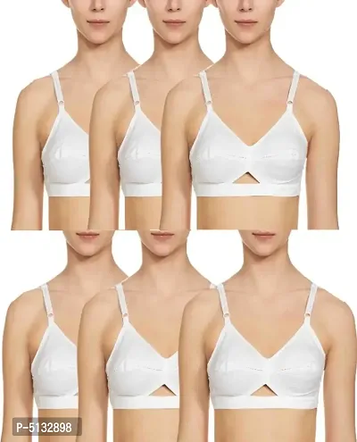 Women White Cotton Bra Pack of 6