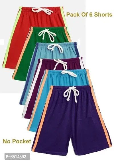 Multicolor Cotton Blend Shorts Pack of 6-thumb0