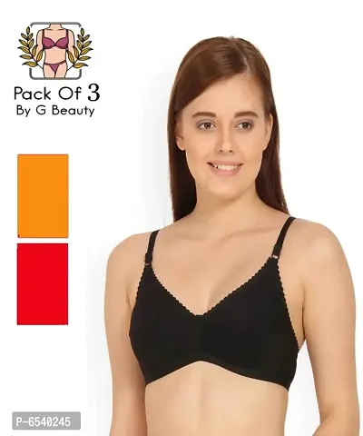 G Beauty Women Multicolor Bra Pack of 3 (Any Color)