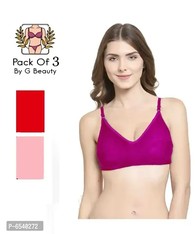 G Beauty Women Multicolor Bra Pack of 3 (Any Color)