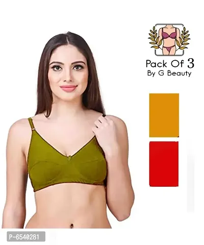 G Beauty Women Multicolor Bra Pack of 3 (Any Color)