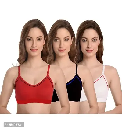 Women Multicolor Sports Bra Pack of 3 (Any Color)