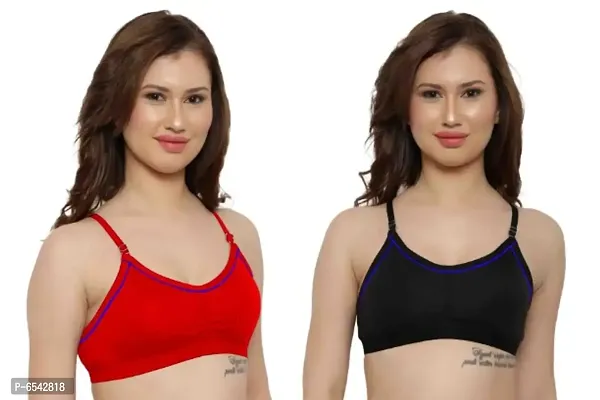 Women Multicolor Sports Bra Pack of 2 (Any Color)
