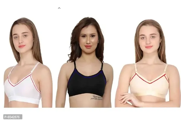 Women Non padded Sports Bra pack of 3 (Any Color)-thumb0