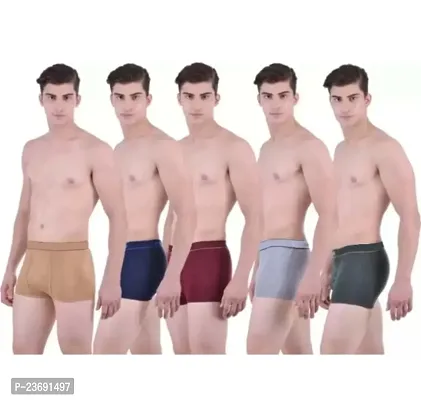 Classic Cotton Blend Solid Trunks for Men,  Pack of 5-thumb0
