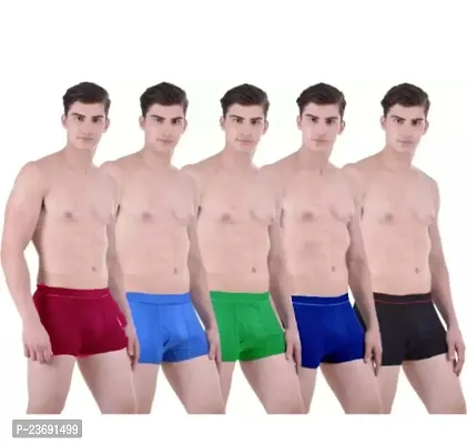 Classic Cotton Blend Solid Trunks for Men,  Pack of 5-thumb0