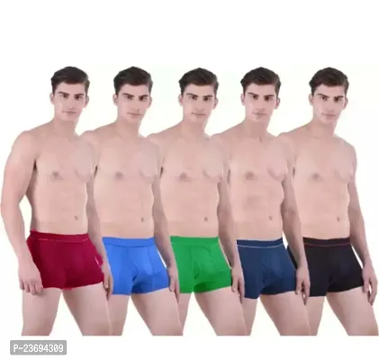 Classic Cotton Blend Solid Trunks for Men,  Pack of 5-thumb0