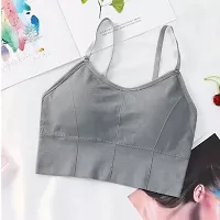 Stylish Grey Cotton Solid Lightly Padded Bras For Women-thumb3