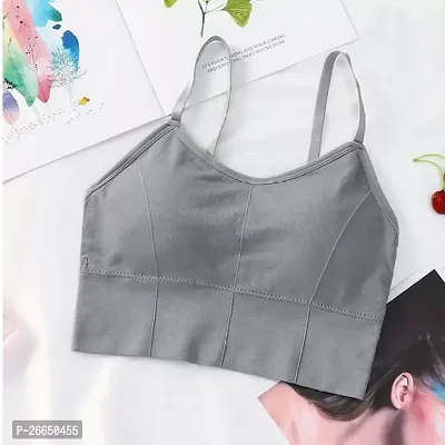 Stylish Grey Cotton Solid Lightly Padded Bras For Women-thumb5