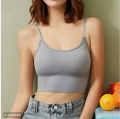 Stylish Grey Cotton Solid Lightly Padded Bras For Women-thumb0