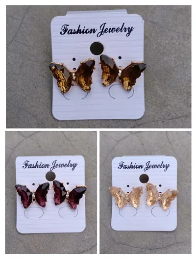 New Trendy Butterfly Earrings for Girl and women Combo Sets of 3