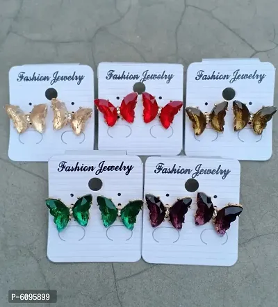 New Fancy Butter-Fly Design Earrings Set for Girl and Women Combo Set of 5-thumb0