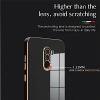 Flycase Poco F1 Back Cover | Soft Silicone Electroplated 6D Chrome Flexible Bumper Back Cover Case for Poco F1 (Black)-thumb1