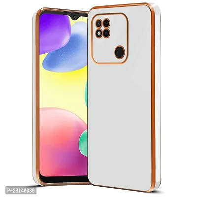 Flycase Luxury 6D Chrome Back Cover Case Compatible for Redmi 10A / Redmi 9/Redmi 9c |Slim Shockproof Soft TPU | Raised Lips Protection | Camera Protection | Stylish Back Case and Cover | -(White)