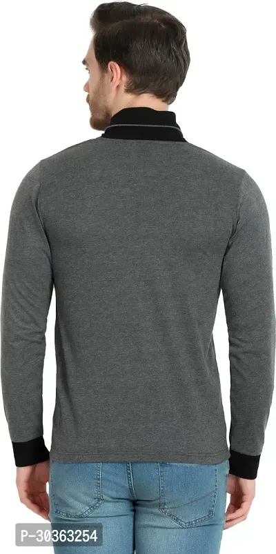 GLITO Solid Men V Neck Grey Thirt BZ GVN0919040D-thumb2