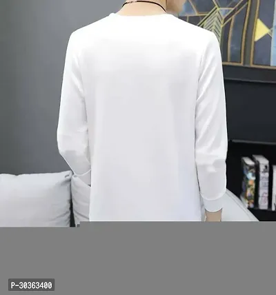 GLITO Printed Men Round Neck White Thirt BZ PRNTA008-thumb2