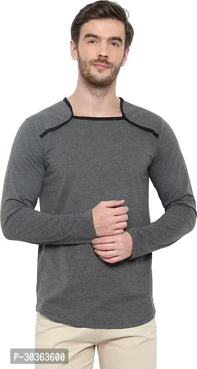 GLITO Solid Men Square Neck Grey Thirt BZ RN0602030-thumb0