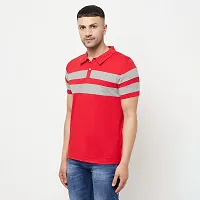 GLITO Striped Men Round Neck Red Thirt BZ PT02022-187-thumb1