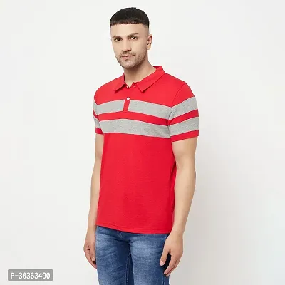 GLITO Striped Men Round Neck Red Thirt BZ PT02022-187-thumb2