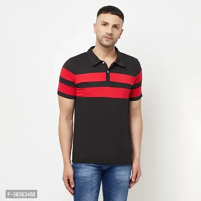 GLITO Striped Men Round Neck Black Thirt BZ PT02022-186-thumb0