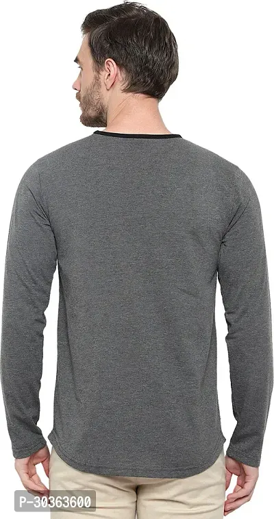 GLITO Solid Men Square Neck Grey Thirt BZ RN0602030-thumb2