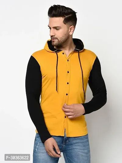 GLITO Colorblock Men Hooded Neck Yellow Thirt BZ RN0602076-thumb0