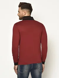 GLITO Solid Men V Neck Maroon Thirt BZ VN04021-135-thumb1