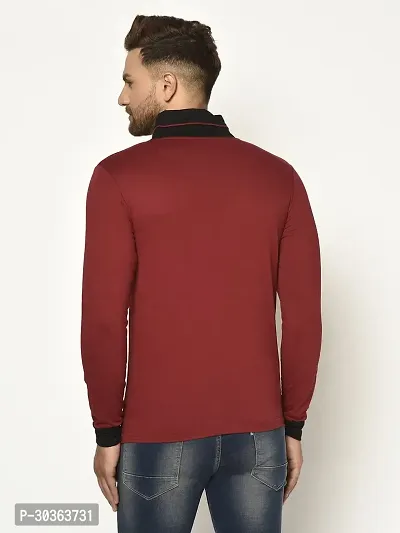 GLITO Solid Men V Neck Maroon Thirt BZ VN04021-135-thumb2