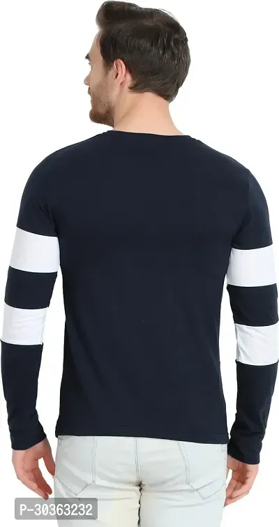 GLITO Colorblock Men Round Neck White, Blue Thirt BZ GRNMSTS1007-thumb2