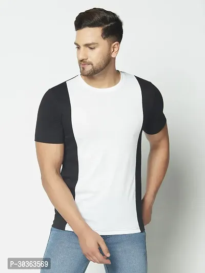 GLITO Self Design Men Round Neck White, Black Thirt BZ RN0602006D-thumb0